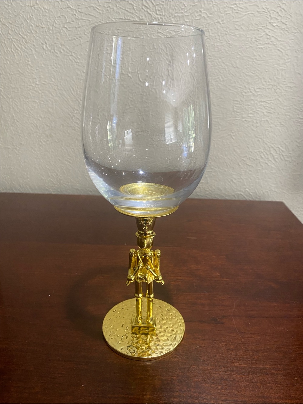 Nutcracker Wine Glass with a Toy Soldier Gold Stem